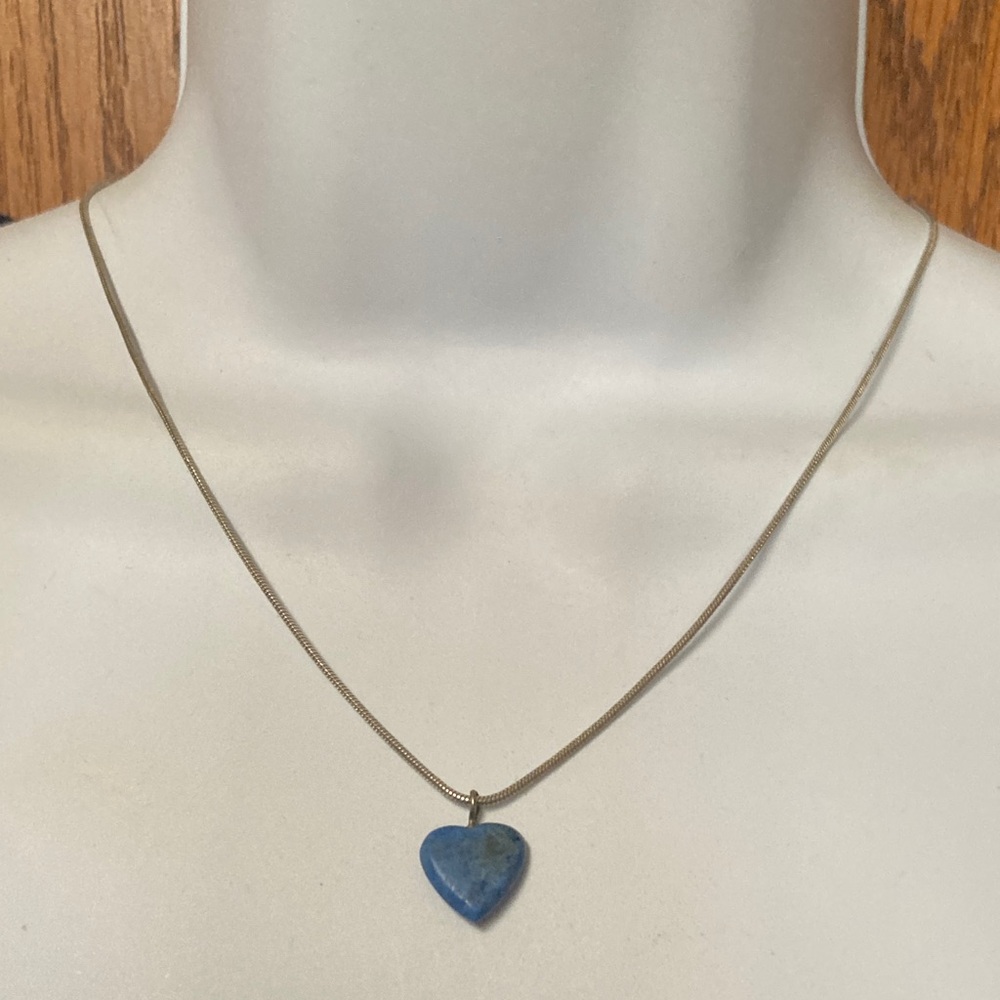 Blue Heart Pendant Necklace